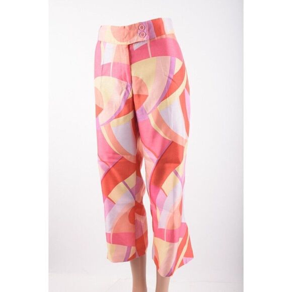 Vintage Jessica Ash Womans Capri Pants Size 10 Swirl Retro Geometric Pink NWT - Picture 3 of 7